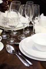 Table set for an event party or wedding reception