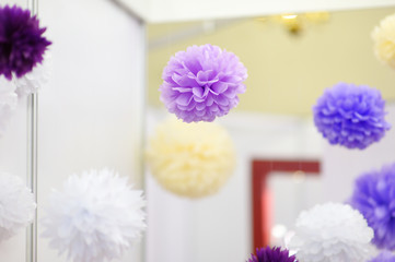 Tissue pompoms for a party
