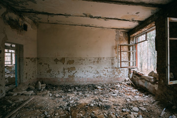 Fototapeta na wymiar Abandoned Building Interior. Chernobyl Disasters