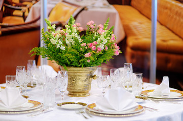 Table set for an event party or wedding reception