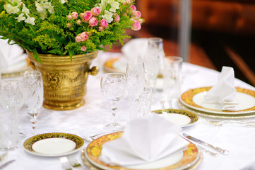 Table set for an event party or wedding reception