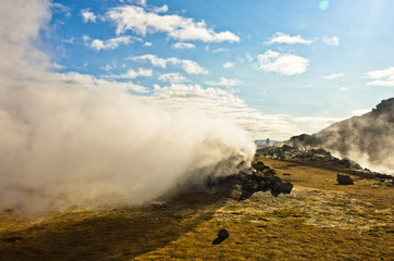Geothermal activity at Namafjall area east of lake Myvatn