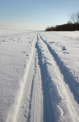 Fototapeta na wymiar Ski run in an winter.
