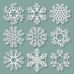 Snowflakes flat icon set collection