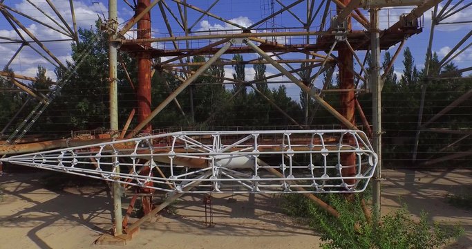 &ldquo;Duga&rdquo;, the Steel Giant Near Chernobyl.  Duga - Soviet over-the-horizon radar system. Ukraine, Chernobyl zone.  Aerial view.