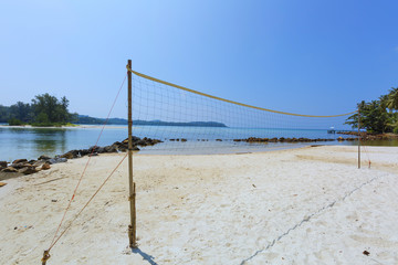 Fototapeta na wymiar A beach volleyball net on the beach