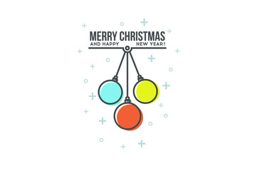 Line Christmas color balls on a white background. Stock vector.