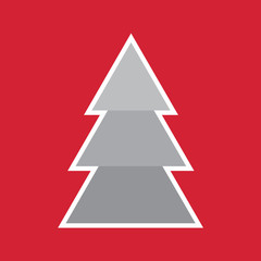 Obraz premium christmas card, grey christmas tree on red background