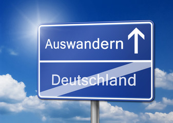 Auswandern aus Deutschland Schild 