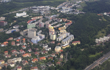 Fototapeta premium view from aircraft to the area of Prague.
