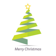 Stylized ribbon Christmas tree with Golden star