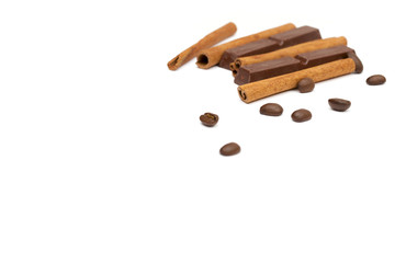 chocolate on the white background