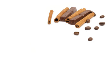 chocolate on the white background