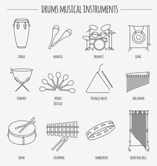 Musical instruments graphic template. Drums.