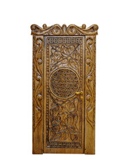 classic wooden door isolated on a white background