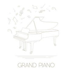 Musical instruments graphic template. Grand piano