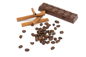 chocolate on the white background