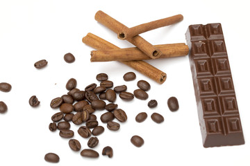 chocolate on the white background