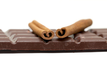 chocolate on the white background