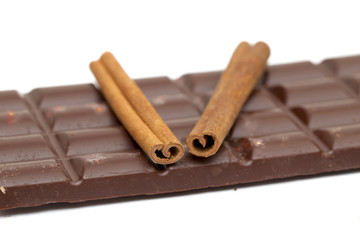 chocolate on the white background