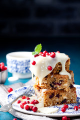 White chocolate cake, blondie, brownie with cranberry and coconut 