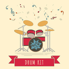 Musical instruments graphic template. Drumkit.