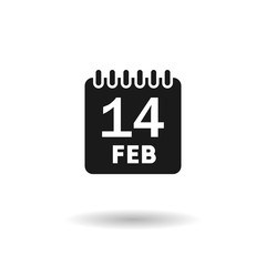 Black date calendar Valentine's day icon