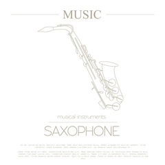 Fototapeta na wymiar Musical instruments graphic template. Saxophone