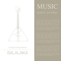 Musical instruments graphic template. Balalaika.