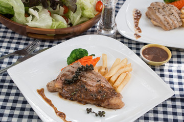 Barbecue beef steak with Cesar Salad