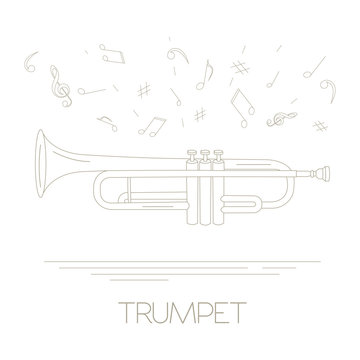 Musical instruments graphic template. Trumpet
