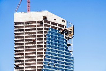 Modern office tower building construction