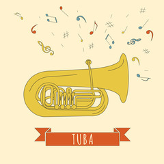 Obraz premium Musical instruments graphic template. Tuba.