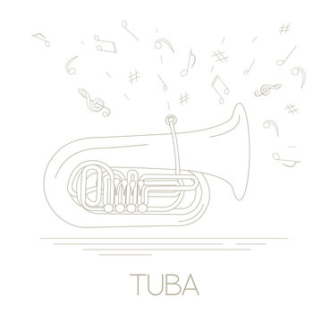 Musical instruments graphic template. Tuba.