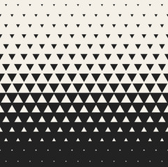 Vector Seamless Black and White Morphing Triangle Halftone Grid Gradient Pattern Geometric Background