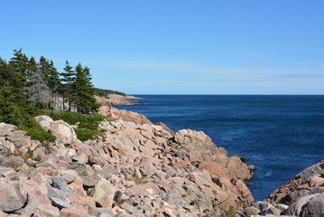 rugged shoreline a Cape Breton Highlands National Park along the famous Cabot Trail  Nova Scotia Canada; 