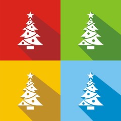 Icono árbol de Navidad colores sombra