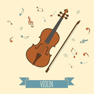 Musical instruments graphic template. Violin.