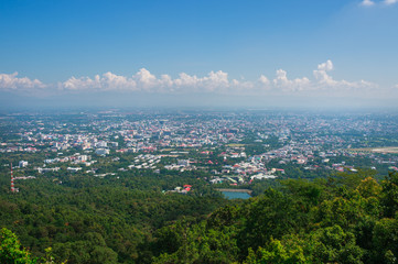 Good View of Chiang Mai city from viewpoint on Doi Suthep, Northern Thailand
