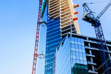 Modern office tower building construction
