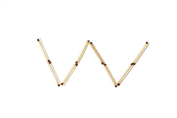letter W made of safety match