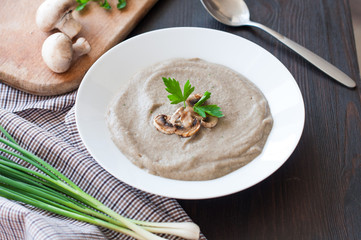 bowl of vegetarian mushroom soup