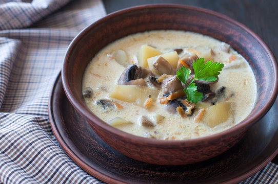 bowl of vegetarian mushroom soup