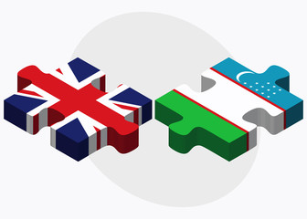 United Kingdom and Uzbekistan Flags