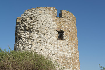 Naklejka premium Ancient watch tower in old city of Nessebar, Bulgaria