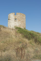 Ancient watch tower in old city of Nessebar, Bulgaria