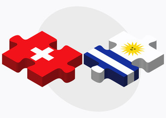 Switzerland and Uruguay Flags