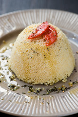 Delicious homemade vegetarian couscous made with bell pepper, to