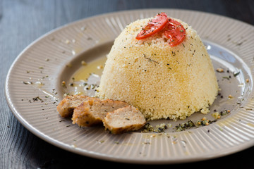 Delicious homemade vegetarian couscous made with bell pepper, to