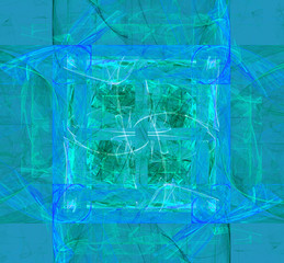 Abstract fractal design. Square frame in light blue.